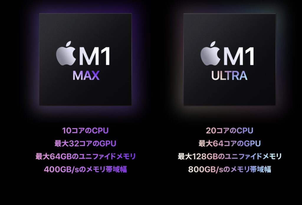 M1 MaxとM1 Ultra