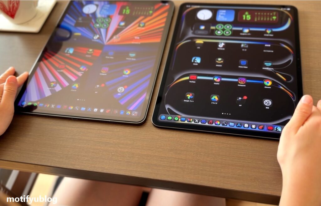 M5 iPad ProとM1 iPad Proの比較 デスク